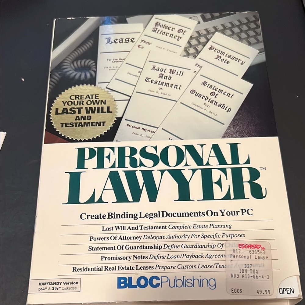 Personal Lawyer Software by BLOC Publishing